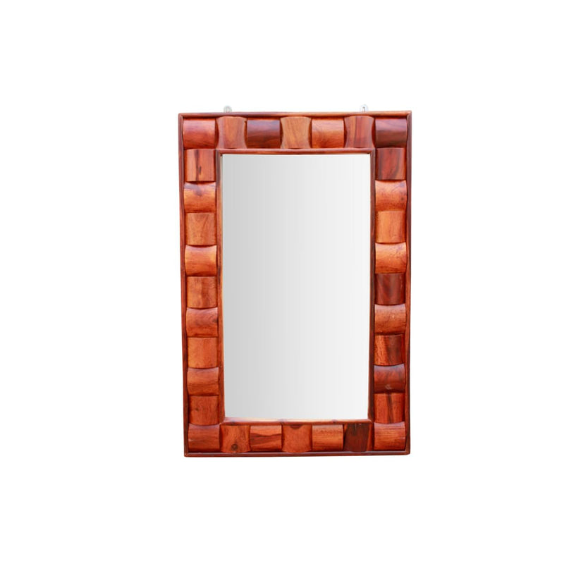 Sheesham Wood Mirror Niwar Design, Karni Kripa Furniture, Brown (Natural Wood Finish)