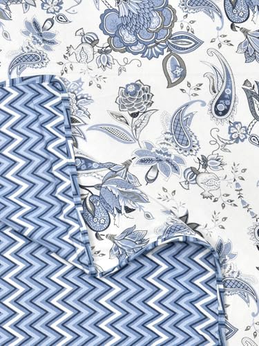 Salona Bichona Floral Cotton Blue Flannel Double Dohar