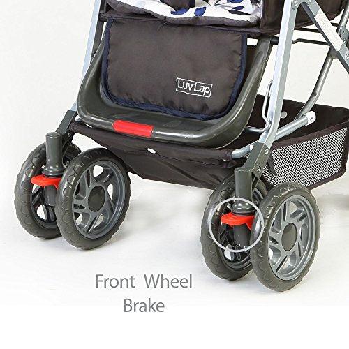 LuvLap Sunshine Baby Stroller / Pram for 0 to 3 Years, New Born /Toddler / Kid, 5 Point Safety Harness, Adjustable backrest, 360° Swivel Wheel, Large storage basket, Reversible Handlebar(Navy Blue)