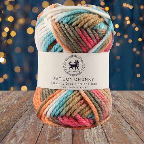 NESTNHAVEN, Fat BOY Chunky Motu Thick Hand Knitting/Crochet Wool Yarn, 6 mm Thickness, Pack of 1 (1 Ball / 100 Grams), Multicoloured (BBCH011)