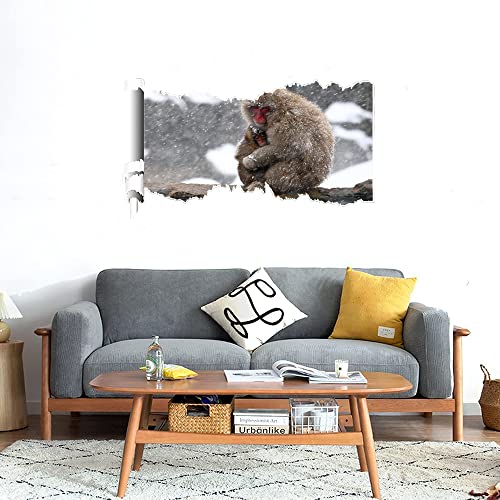 GADGETS WRAP Printed Wall Decal Sticker Scratched Paper Style Wall Decal (90cm x 50cm) - Winter Monkey