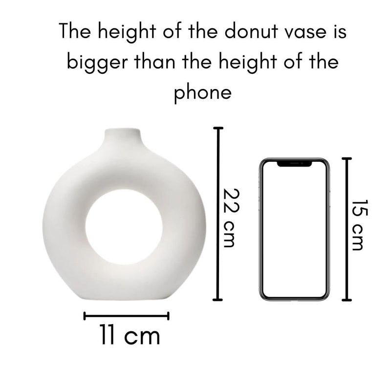 SATYAM KRAFT 1 Pcs Unbreakable Lightweight Plastic Donut Vase for Home, Bedroom, Living Room,Raksha Bandhan, Office, Balcony, Kitchen, Table,Gift for Birthday, Anniversary, Nordic Design (Pack of 1)