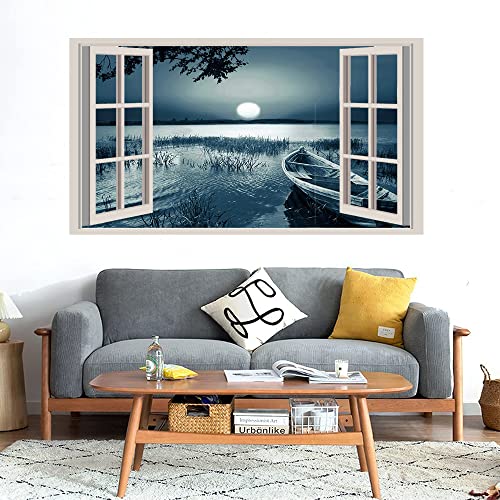 GADGETS WRAP Printed Wall Decal Sticker Fake Window Style Decal (90cm x 50cm) - The Beach Alone