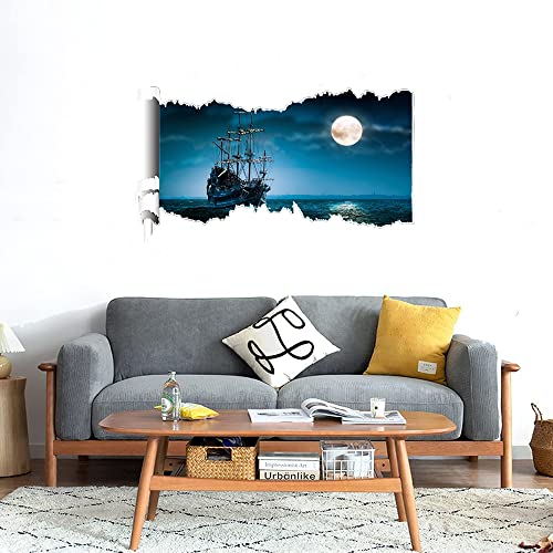 GADGETS WRAP Printed Wall Decal Sticker Scratched Paper Style Wall Decal (90cm x 50cm) - Ship in Sea