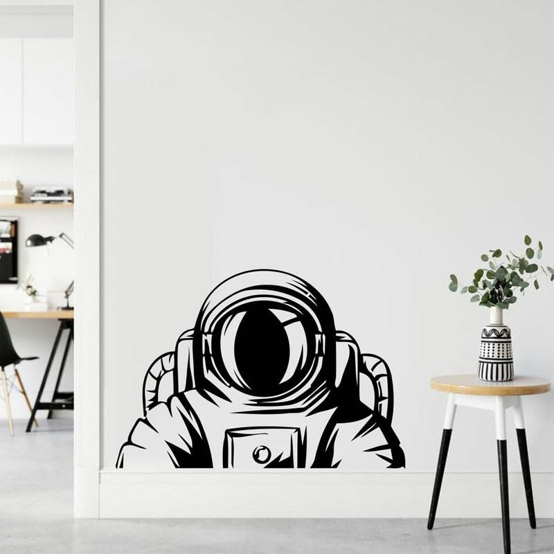 GADGETS WRAP Vinyl Outer Space Astronaut Wall Sticker Vinyl Black