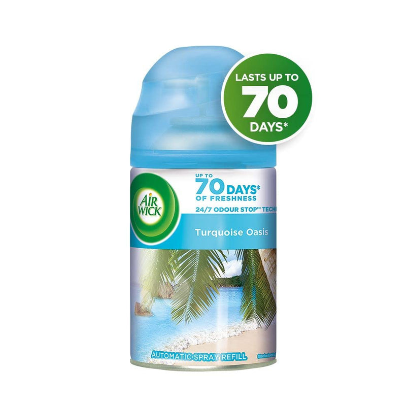 Air Wick 250 Ml (Pack Of 2)-Vanilla & Muskmelon (Summer Delights) & Sea Wood & Driftwood (Turquoise Oasis),Freshmatic Automatic Air Freshener Refill|2600 Sprays Guaranteed|Automatic Room Freshener