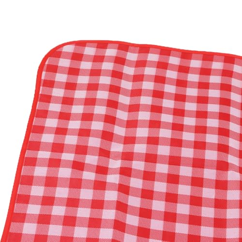 Mossio Camping Blanket, Large Size Picnic Blanket Oxford Cloth Foldable for Outdoor Red White Lattice