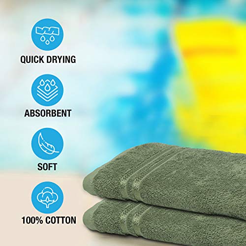 Welspun Quick Solid Cotton 1 Bath Towel - Dry Green