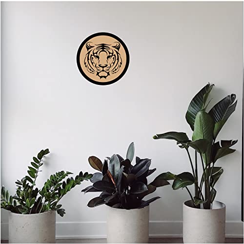 DOTME Tiger Face Wooden with Vinyl Sticker Decorative Design Wall Décor for Home Boys Girls Kids Bedroom Living Room Hall DIY Art 8 INCH (Black)