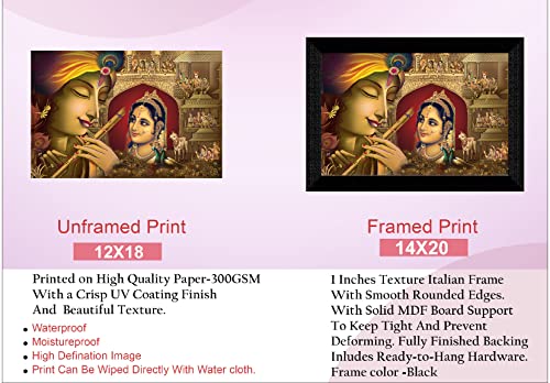 SAF Pack of 1 Radha krishna religious modern art wall painting with framed for living room 11 inch x 14 inch CANFM31424