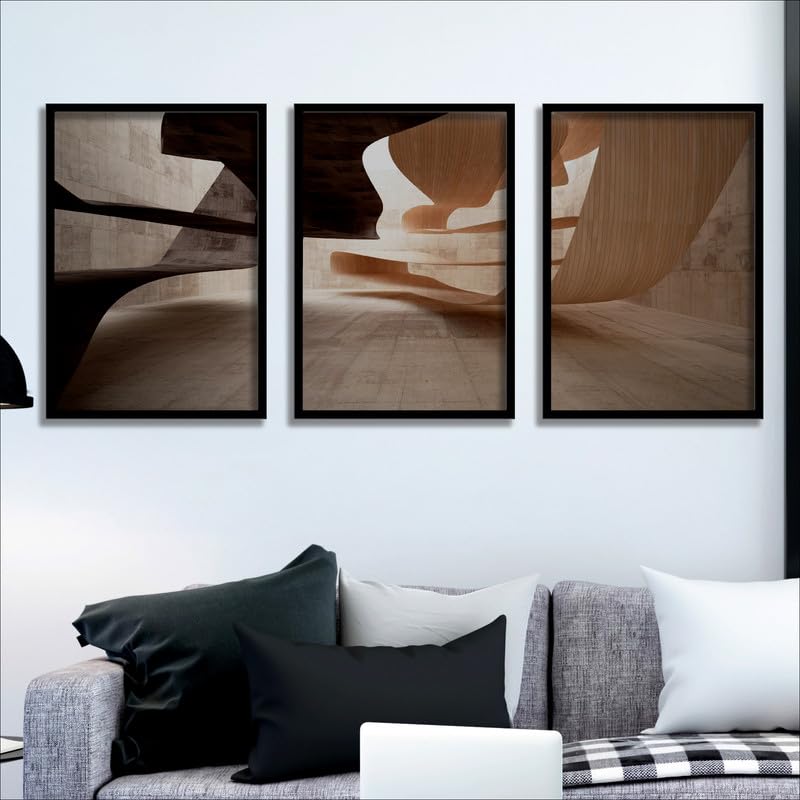 SAF paintings Set of 3 Abstract Wall Painting for Home Decoration SA-BLACKCF33601