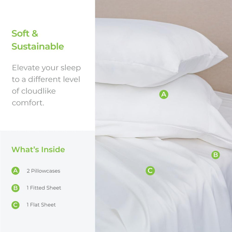 Cariloha Crazy Soft Classic King Sheets - 4 Piece Bed Sheet Set - 100% Viscose from Bamboo (King, White) by Cariloha