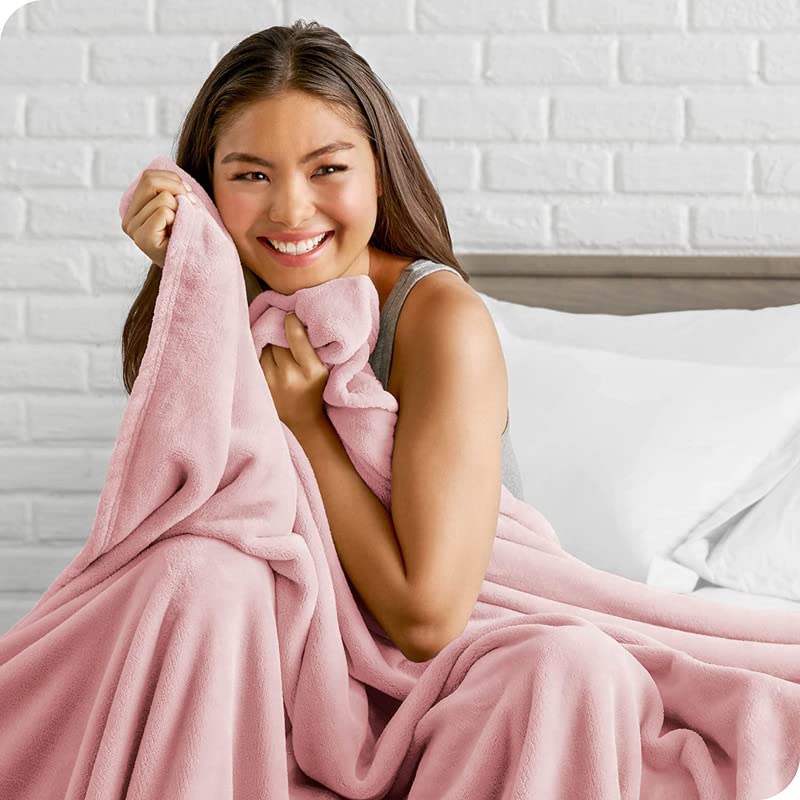 BSB HOME® Premium Plush Double Blanket | 300 GSM Lightweight Cozy Soft for Bed, Sofa, Couch, Travel & Camping| 220x230 cm or 86x90 inches | Pink