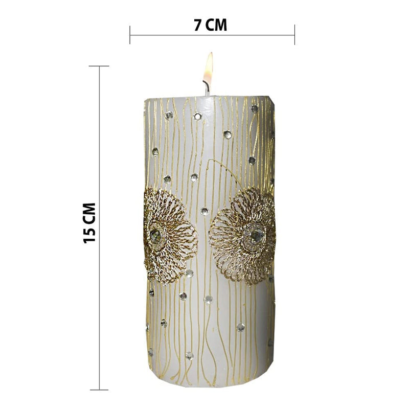 Tandem Multi Printed Pillar Candles Unscented for Home Decor, Spell, Ritual, Reiki, Decoration, Birthday (Set of 1) (15 x 7)