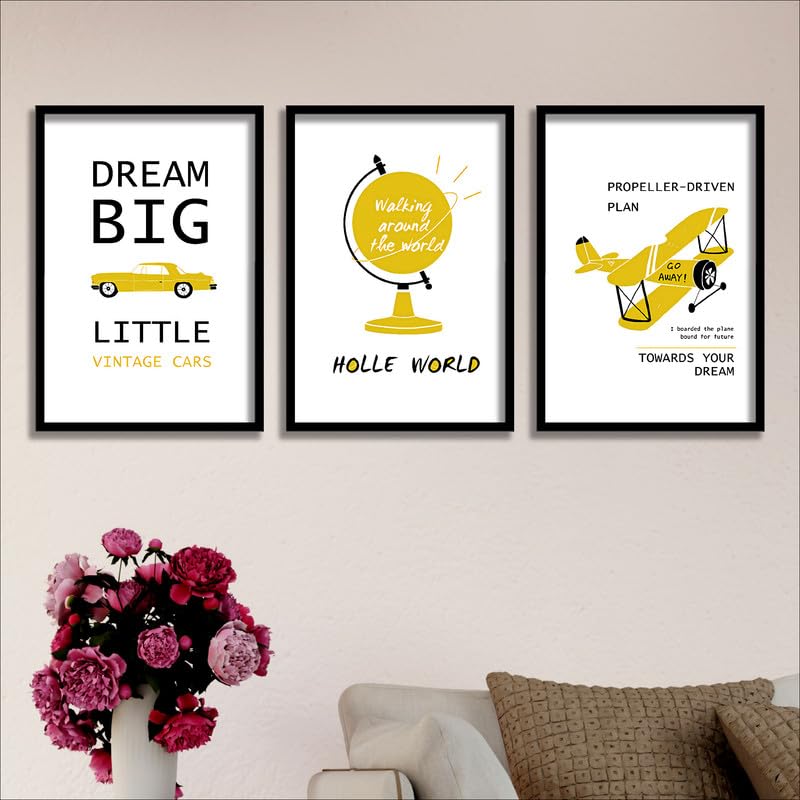 SAF paintings Set of 3 Motivational Quotes Wall Painting for Home Decoration SA-BLACKMX33501