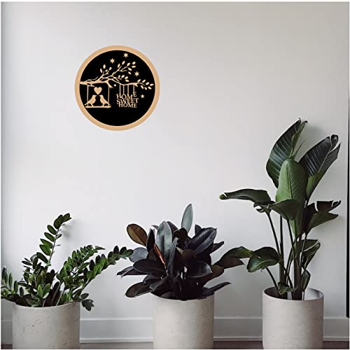 DOTME Home Sweet Home Wooden With Vinyl Sticker Decorative Design Wall Decor For Home Kids Bedroom Living Room Hall DIY Art 8 INCH (Black)