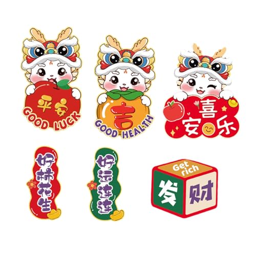 ATORSE® 6Pcs 2024 Chinese New Year Refrigerator Magnets for Spring Festival Party