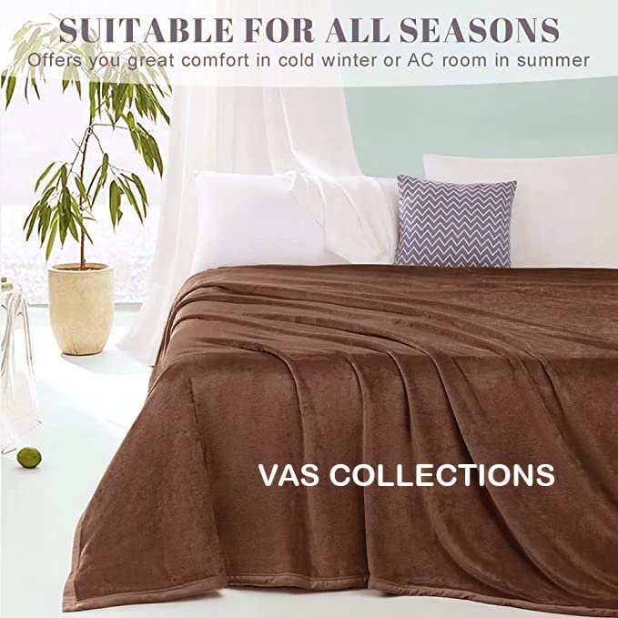 VAS COLLECTIONS 3000 TC Super Soft and Warm Light Weight Single Bed Mink Blankets for Mild-Winter (Coffee & Brown, 60X90 inches)