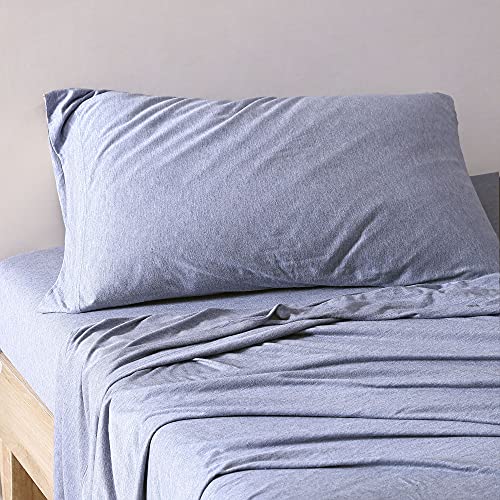 Brielle Home Tencel Modal – 100% Modal, Beech Tree Fiber – T-Shirt Jersey Knit – Cooling, Breathable, Wrinkle Resistant – Sheet Set, Heather Blue, Cal King