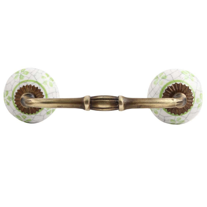 Indian-Shelf 1 Pack Ceramic Door Handles for Cabinets and Drawers White Dresser Pulls for Door Antique Hardware 8" Hole to Hole -BH-513-CRACK-104