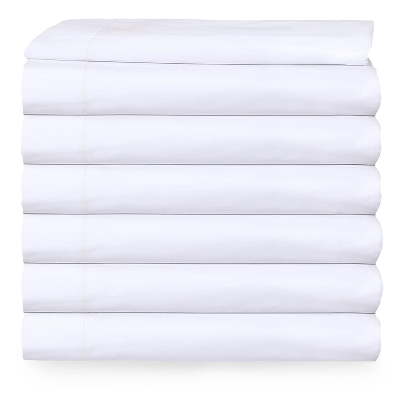 6 Twin Flat Sheet (66"x108") White T-200 Percale Hotel Linen (Available in Bulk/Dozens) (Twin)