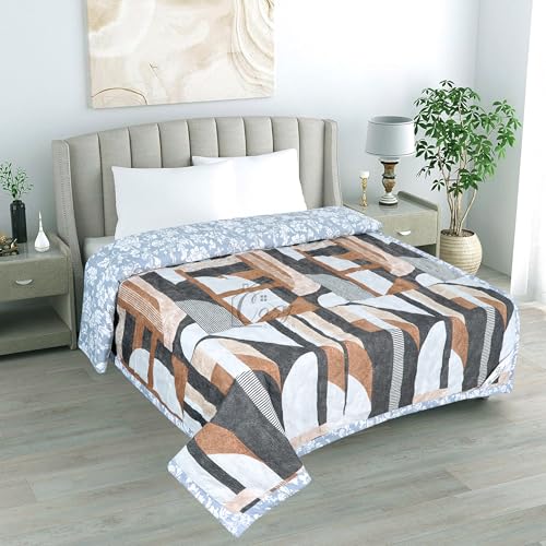 Cosy CORNER Double Bed AC Blanket, 220 GSM Microfiber 3 Layered Quilt, Soft Reversible Printed AC Blanket Double Bed for All Season, Dohar Double Bed