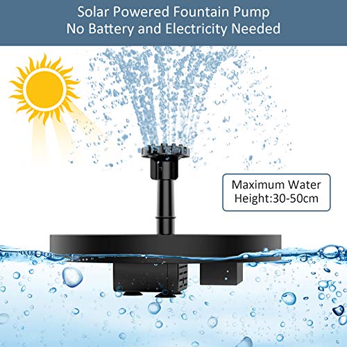 TRIDEO Solar Bird Bath Fountain Pump, Upgrade Solar Fountain with 5 Nozzle, Free Standing Floating Solar Powered Water Fountain Pump for Bird Bath, Garden, Pond, Pool, Outdoor_SA011