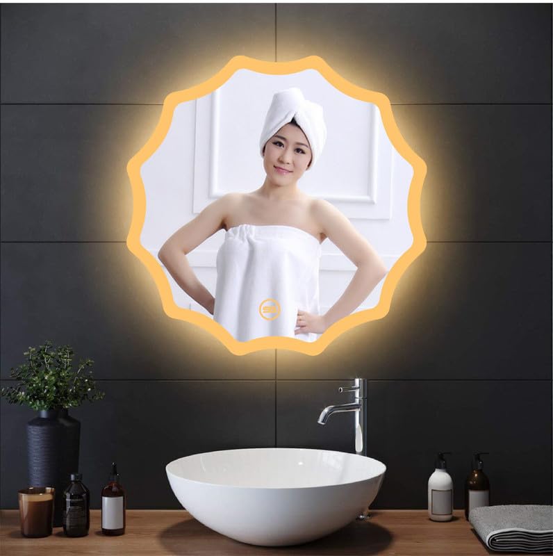 Spark Glass Round LED Sensor Mirror - White, Warm White, Mix Light - 24x24 Inch