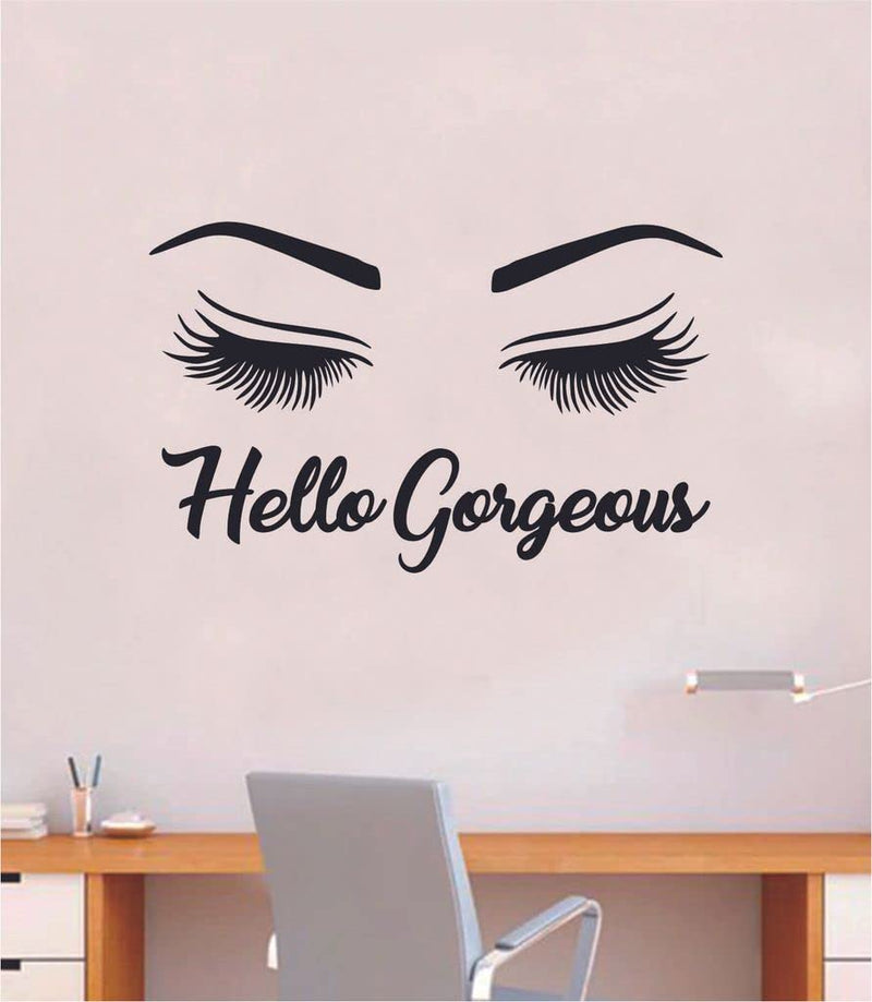 VVWV® Hello Gorgeous Quotes Wall Stickers for Beauty Parlour Hair Salon Girls Room Decoration Items Vinyl Die Cut Stickers L x H 72 x 45 Cm