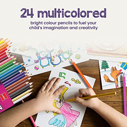 Cello Colourup Colour Pencil Set|Pack Of 24 Colour Pencils|Bright And Strong Colours Pencils|Non-Toxic Colouring Set|Safe Colour Pencils For Children|Colour Pencils|Diwali Gifts|Multicolor