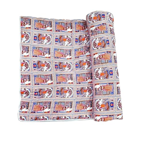 Diana Creations 400 TC Lightweight Pure Dull Cotton Double Bed Jaipuri Quilt/Razai/Rajai - Traditional Rajasthani Textile Print Design