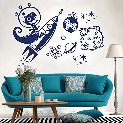 GADGETS WRAP Vinyl Decal Sticker Cartoon Dinosaur Planets World Space Blue (Item Finish Size : 80cm x 56cm)