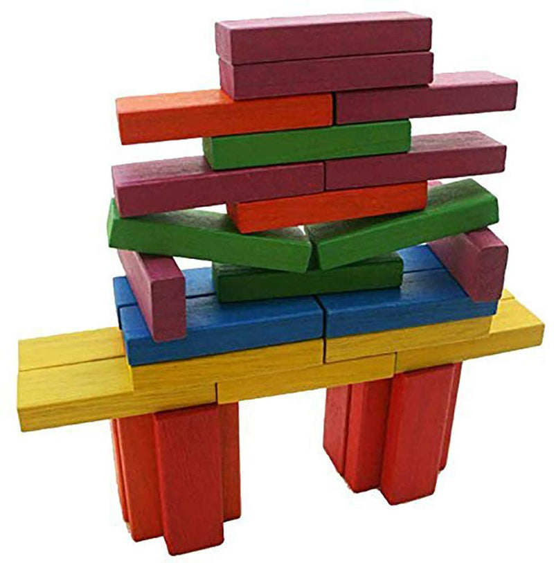 Webby for Adult's Wooden Colorful Building Blocks Educational Game Toy - 54 Pieces