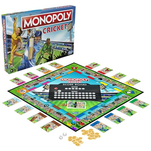 Monopoly Cricket Board Game | Cricket-Themed Monopoly Board Game for Families and Kids | for Ages 8+ | for 2 to 6 Players | Birthday Gift for Kids & Families