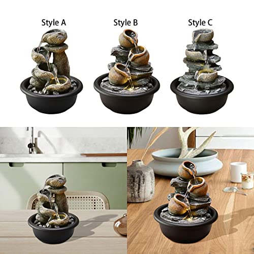 BNF Indoor Waterfall Fountains Mini Waterfall Flowing Water Ornament Waterscape Style A