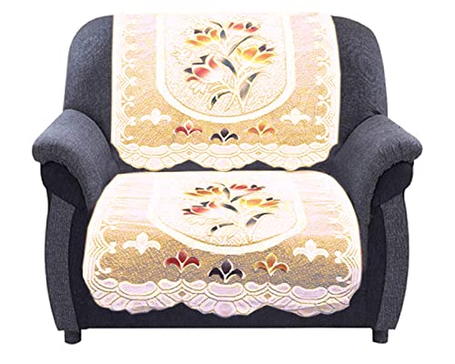 Kuber Industries Cotton Flower Print 5 Seater Slip Sofa Cover Set|Premium Cotton & Flower Print|Pack of 6 (Cream)