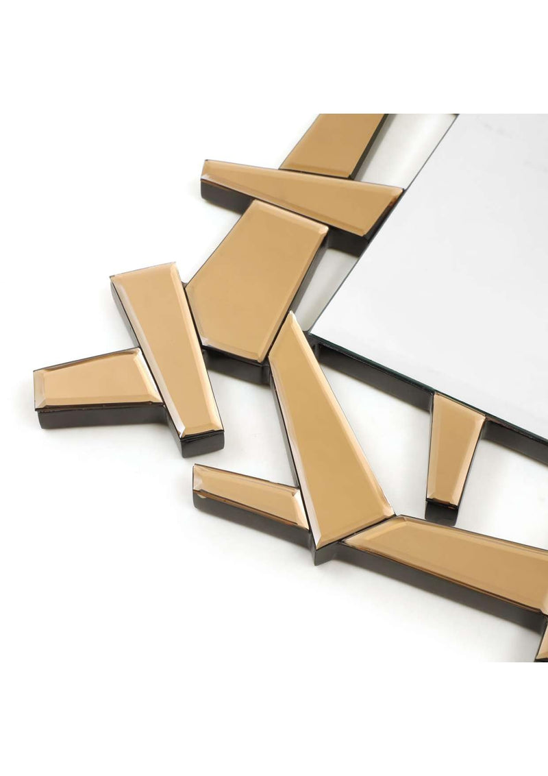 AR MODULERS Squar Balded Gold Chrome, Wall Mounted, Bathroom, Bedroom, Living Room Premium Segment Mirror