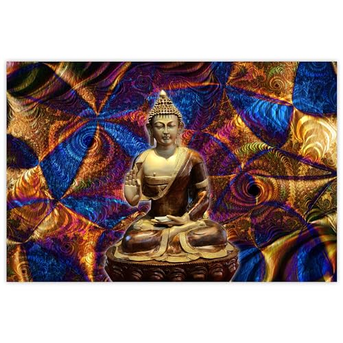 Indianara Rolled Sparkled Gautam Buddha Art Print for Room Décor Digital Reprint 36 inch x 24 inch Painting (10743PST)