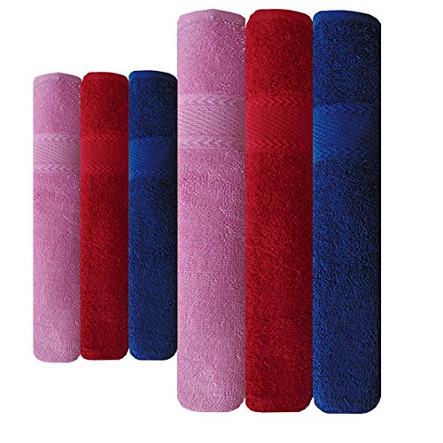 AKIN TOWEL Cotton Hand Towel 450 GSM (Multicolour, Set of 6)