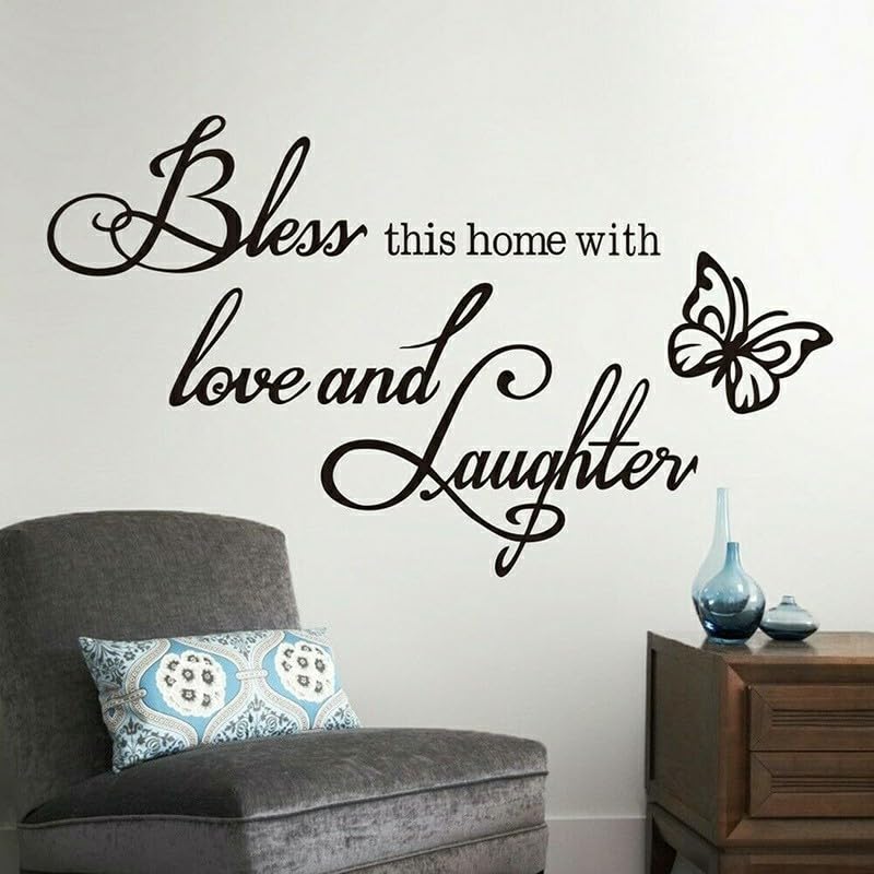 GADGETS WRAP Vinyl Bless This Home with Love Laughter Quotes Family Wall Sticker Vinyl