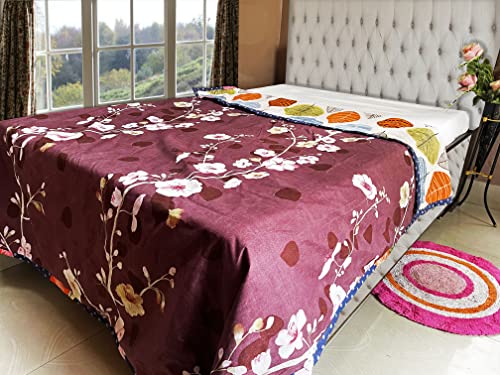 GRINAF Soft Reversible Cotton dohar/Thin Blanket for AC Room and mild Winters (Vine Bail+patta, Single)