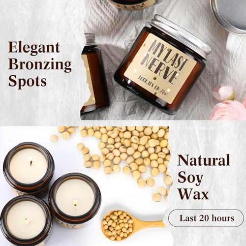 Threlaco 6 Pcs Scented Candles Gifts for Women Men Funny My Last Nerve Candle Jar for Mom Rustic Oh Look It's on Fire Soy Wax Candle Gag Gift Candle for Teacher Friend Sister Birthday Gifts, 6 Scents