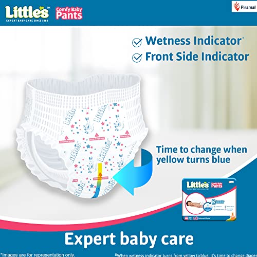 Little's Baby Pants Diapers with Wetness Indicator and 12 Hours Absorption, New Born (NB) upto 5 kgs, White, 80 Count (Pack of 2)