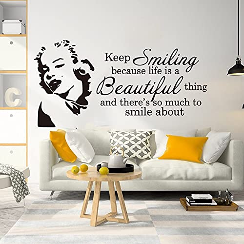 GADGETS WRAP Vinyl Decal Sticker Marilyn Monro Keep Smiling Quote (Item Finish Size : 111cm x 56cm)