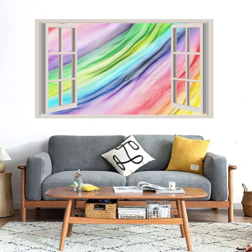 GADGETS WRAP Printed Wall Decal Sticker Fake Window Style Decal (90cm x 50cm) - Rainbow Strokes