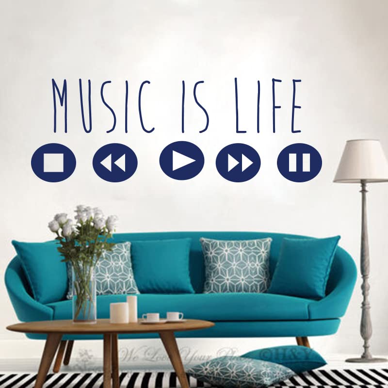 GADGETS WRAP Vinyl Decal Sticker Modern Music is Life Blue (Item Finish Size : 100cm x 36cm)