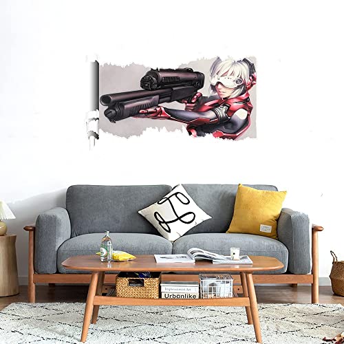 GADGETS WRAP Printed Wall Decal Sticker Scratched Paper Style Wall Decal (90cm x 50cm) - Girl Shotgun