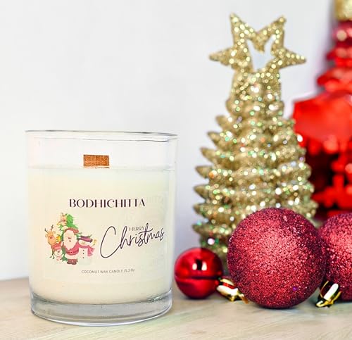 Bodhichitta Christmas Candle | Illuminate This Season with Enchanting Scents—Cinnamon, Pine, Vanilla—Encased in Festive Elegance for a Warm and Festive Ambiance (Wax Weight 150gm)