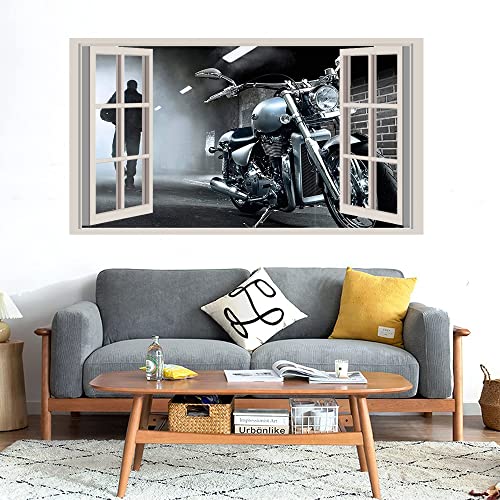 GADGETS WRAP Printed Wall Decal Sticker Fake Window Style Decal (90cm x 50cm) - Royal Bike