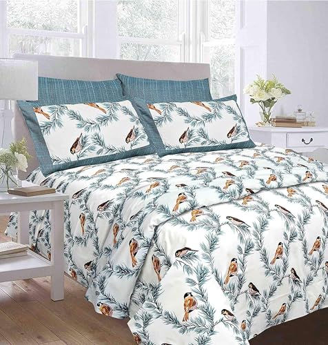 140Tc Pure Cotton Double BedSheet with Two Pillow Covers | 90 X 100 Inches |EXL-201|(Grey)